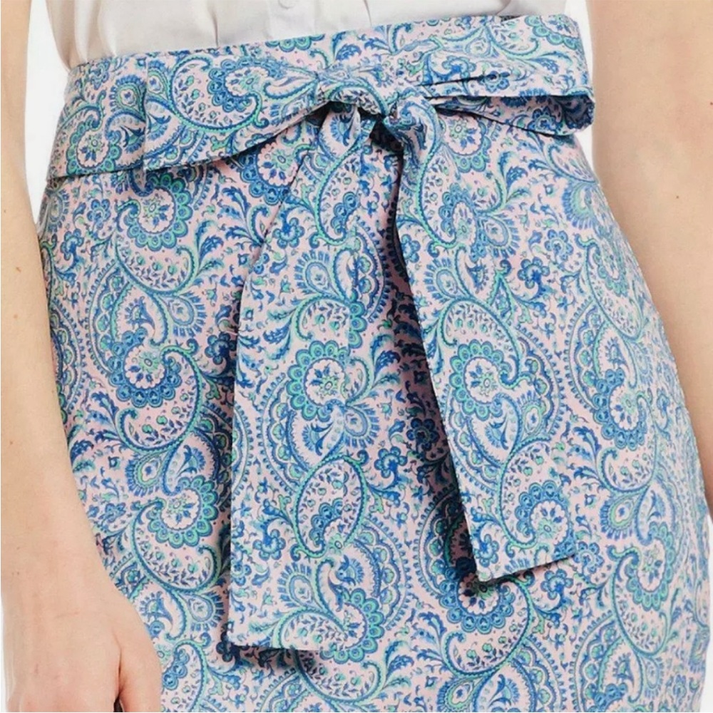 ANTONIO MELANI Blue and Pink Paisley Pencil Skirt